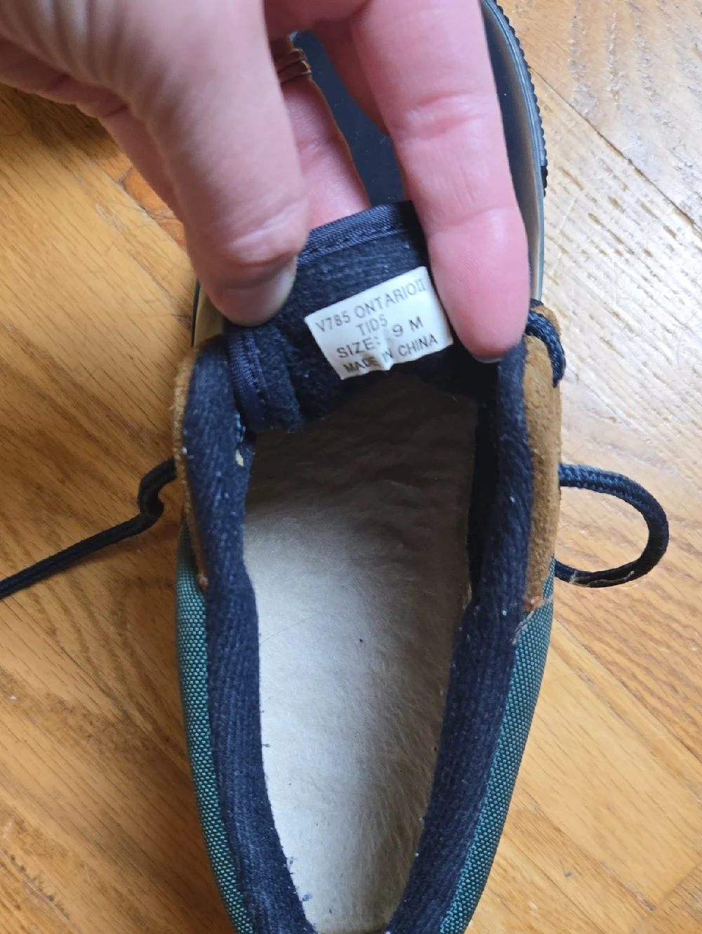 Vintage Bass Ontario navy blue/green/brown fleece insole short Duck rain boots